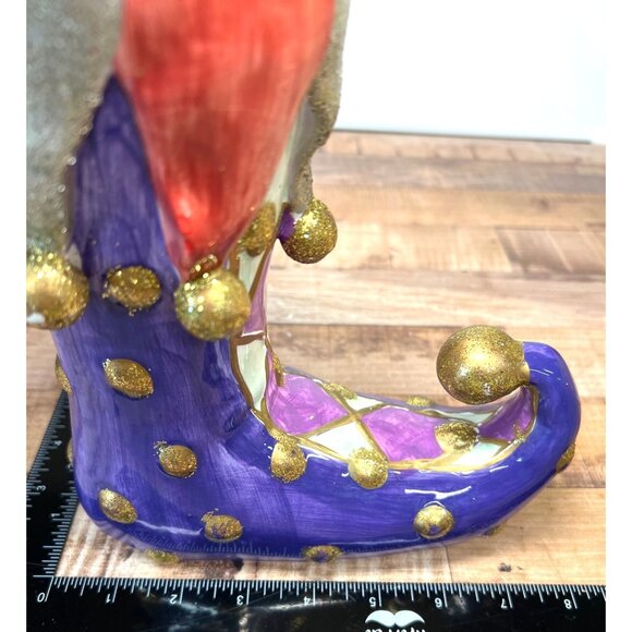 Christmas Whimsical Hand-Painted Ceramic Elf Boot Decorative - Picture 6 of 7